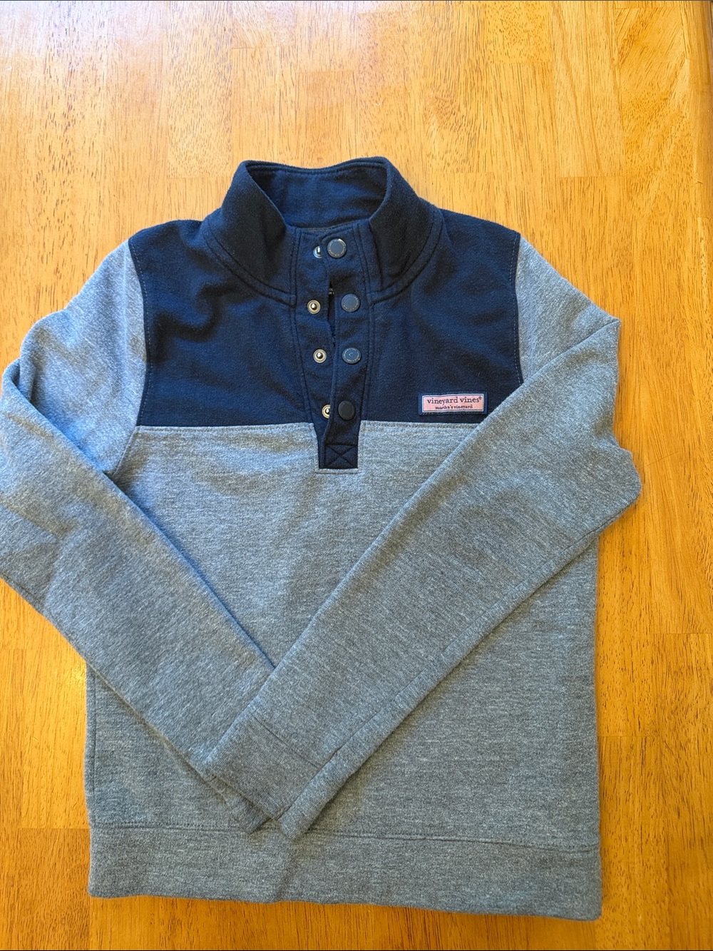 Vineyard Vines Kids Navy and Gray Snap Pullover Sweatshirt